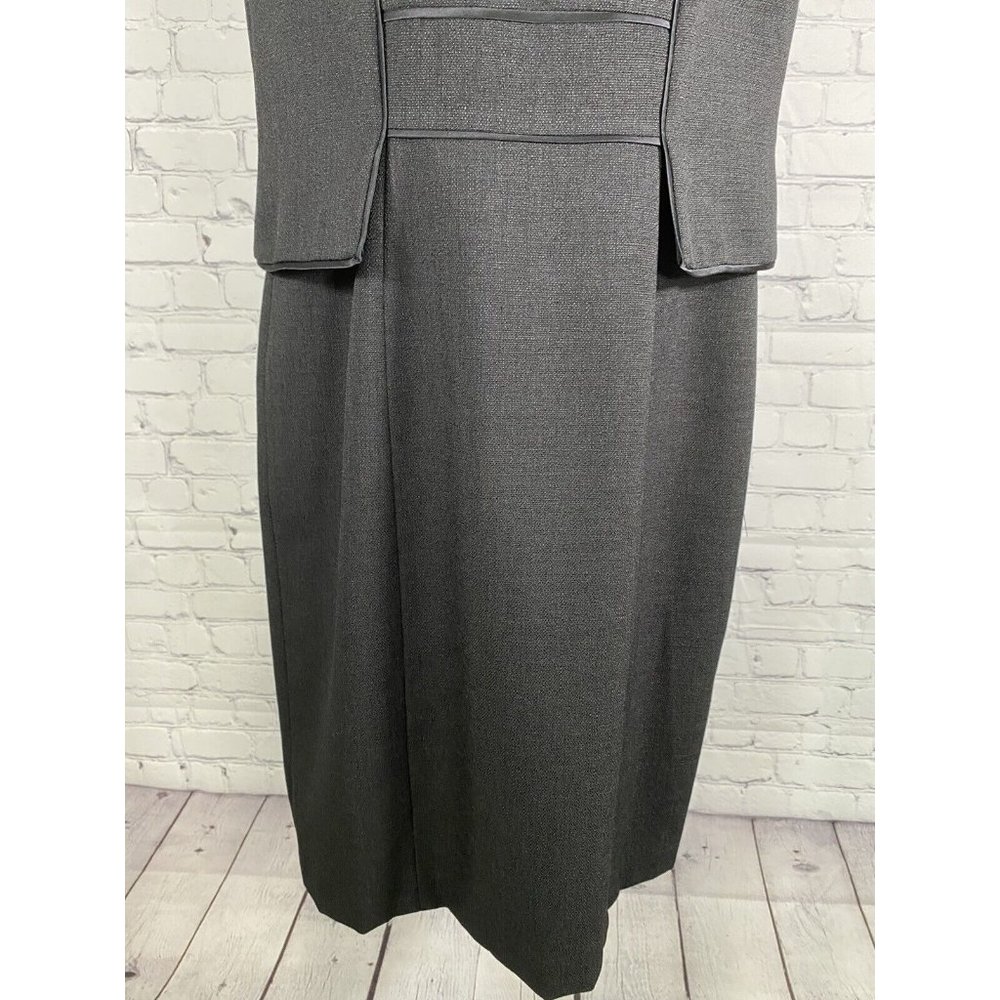 David Meister Black High Neck Sleeveless Midi Length Layered Pencil Dress 10 - Picture 6 of 11